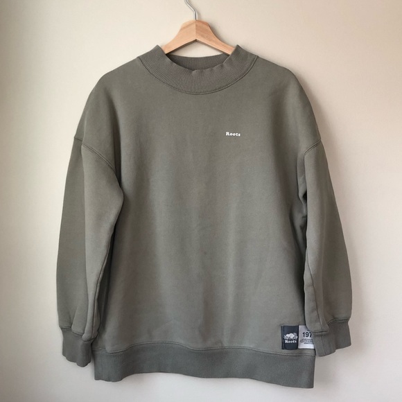 Sage green Roots crew neck - Picture 1 of 4